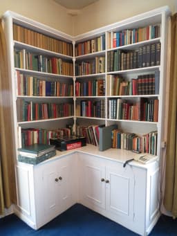 White corner bookshelf